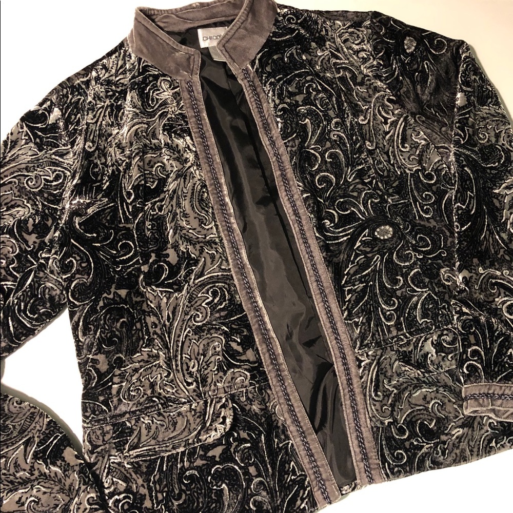 Chico’s Velvet Open Front Blazer